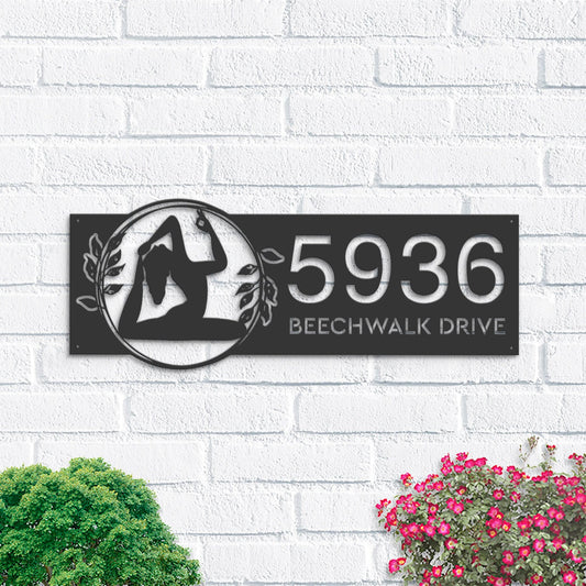 Personalized Yoga Meditation Metal Address Sign Custom House number Hanging Address Plaque Yard Sign, Outdoor Garden Stake