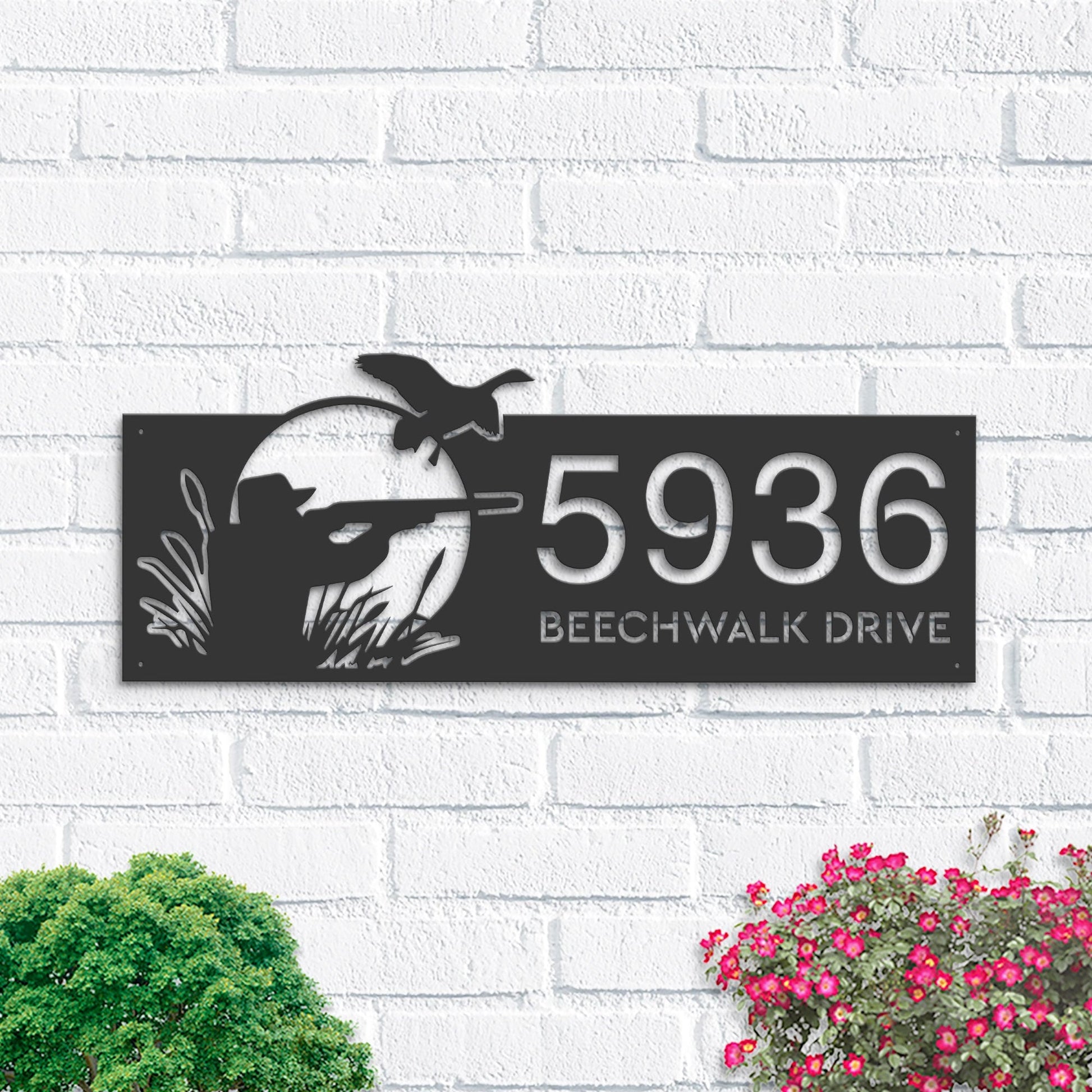 Personalized Duck hunting Metal Address Sign House number Hanging Address Plaque Yard Sign Outdoor Sign Garden Stake