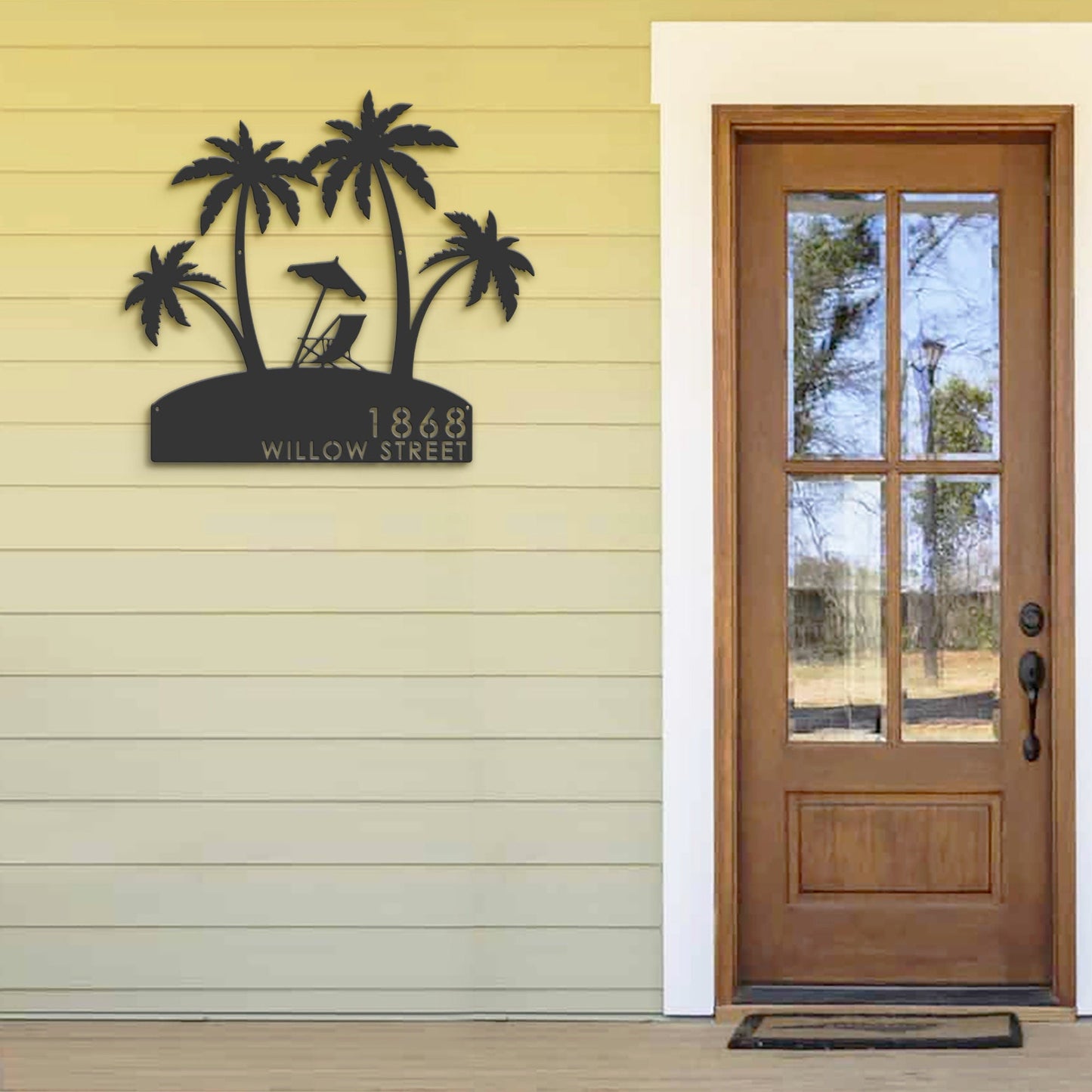 Personalized summer beach scene Metal Address Sign | Custom Hanging Address Plaque | Yard Sign, Outdoor Sign | Garden Stake