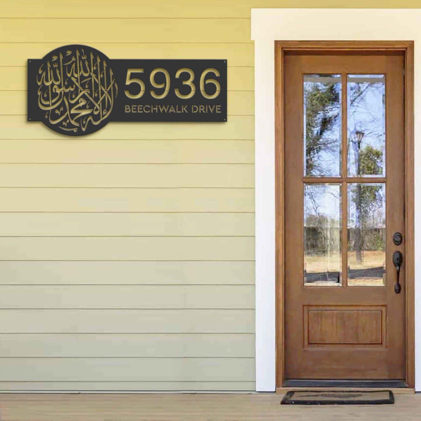 Personalized Islamic Symbol Metal Address Sign House number Hanging Address Plaque Yard Sign Outdoor Sign Garden Stake