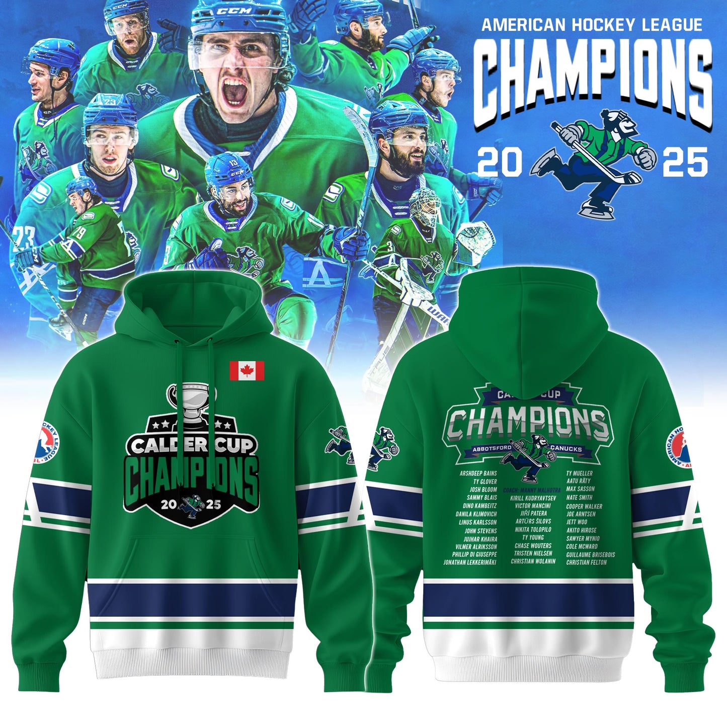 Abbotsford Canucks AHL Champions Cup 2025 Hoodie Limited